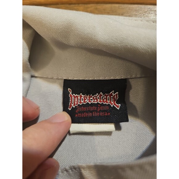VTG 90s IS Interstate Skater Iron Cross Shirt Button Up Mens Medium Made in USA - Picture 2 of 6